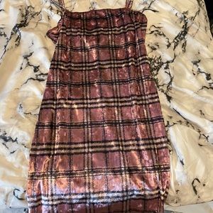 Pink striped felt bodycon dress